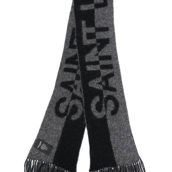 SAINT LAURENT Split Logo Wool Scarf - Picture 3 of 6